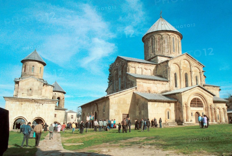 Georgia, in 1990, 175 years after his death, the ground of the ancient gelati monastery located near kutaisi, has accepted the remains of last georgian tsar imeretll solomona ll, the remains have been transferred from the turkish city of trapzona where they were in aya-sofia temple, in a picture: main gelati cathedral.