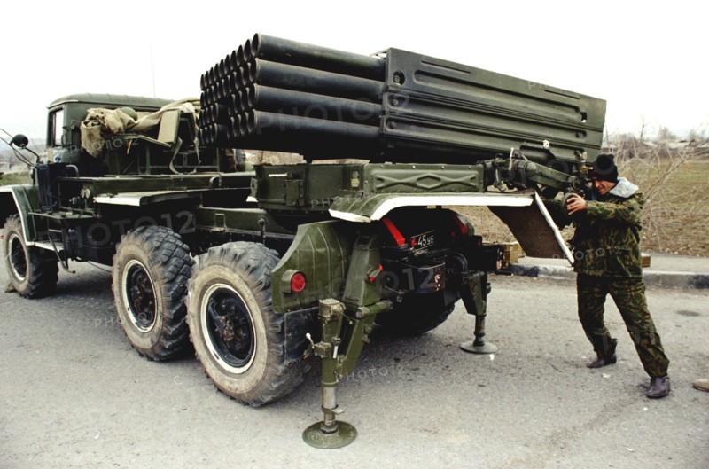 Grad rocket launcher during training exercise.