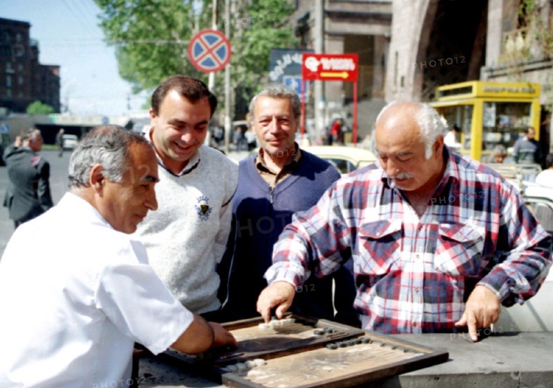 Street backgammon players,yerevan, armenia, 1996.