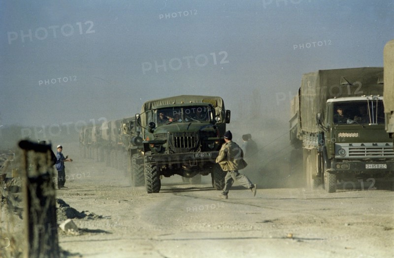 Chechnya 12/3/96, russian 205th motor-rifle brigade and 101th brigade are leaving chechnya for budennovsk today, russian materiel en route to chervlenaya railway station.