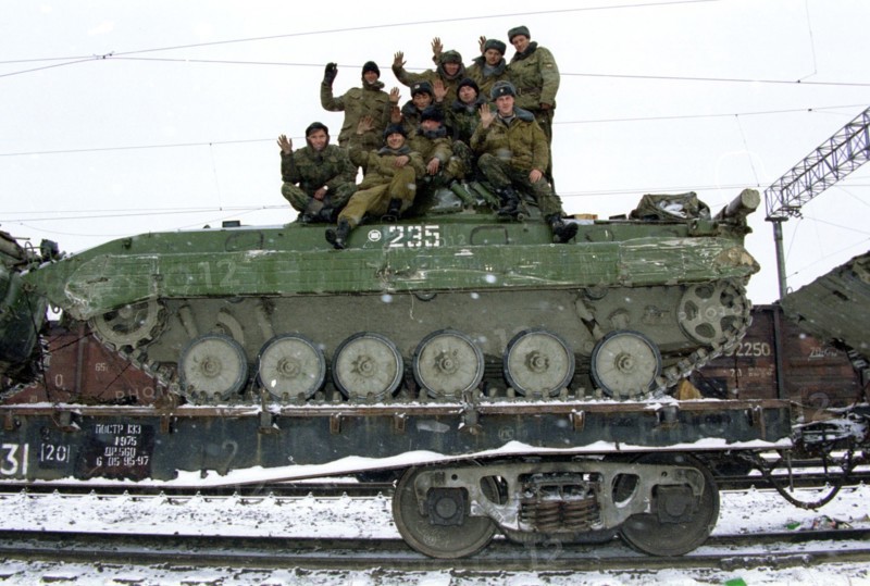 Chechnya, russia 1/3/97: last combat units of rf armed forces are withdrawn from chechnya.