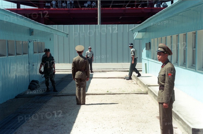 North korea's pyangmunjom frontier post, 168 km off pyongyang, on the military line of demarcation between the two korean states, that is the sole place where the hostile sides can come into contact.