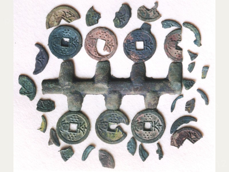 Ancient japanese currency, on display in a moscow museum, 1990s.