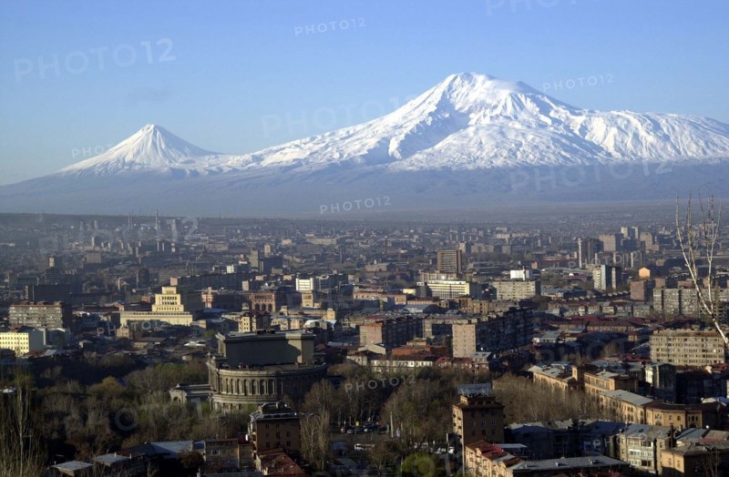 Yerevan and mt, ararat in background, armenia, 2002 .