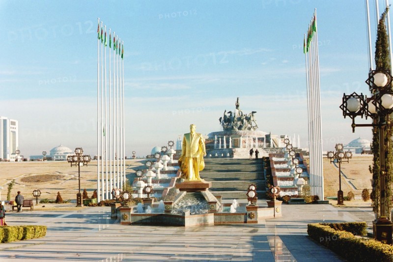 Turkmenistan, 2000: the square of ten years of independence in ashkabad.