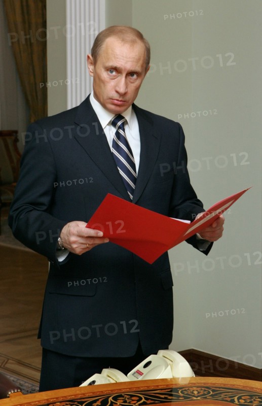 Russian president vladimir putin is pictured prior to a meeting of security council members in novo-ogaryovo, moscow region, russia, december 2005.