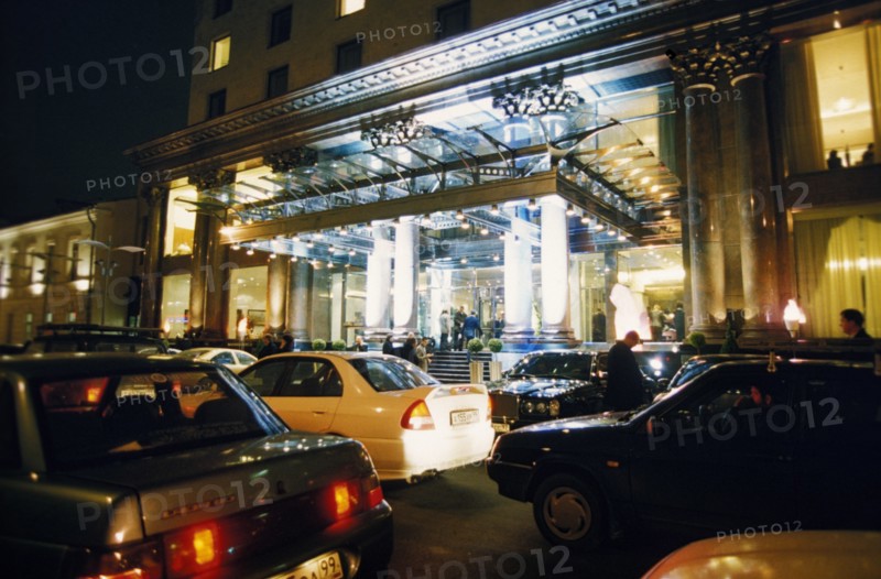 Outside the ararat park hyatt moskva hotel (russia's first hyatt hotel) in neglinnaya street, built on the site of the old ararat restaurant by the lucine restoration and building complex, october 2002.