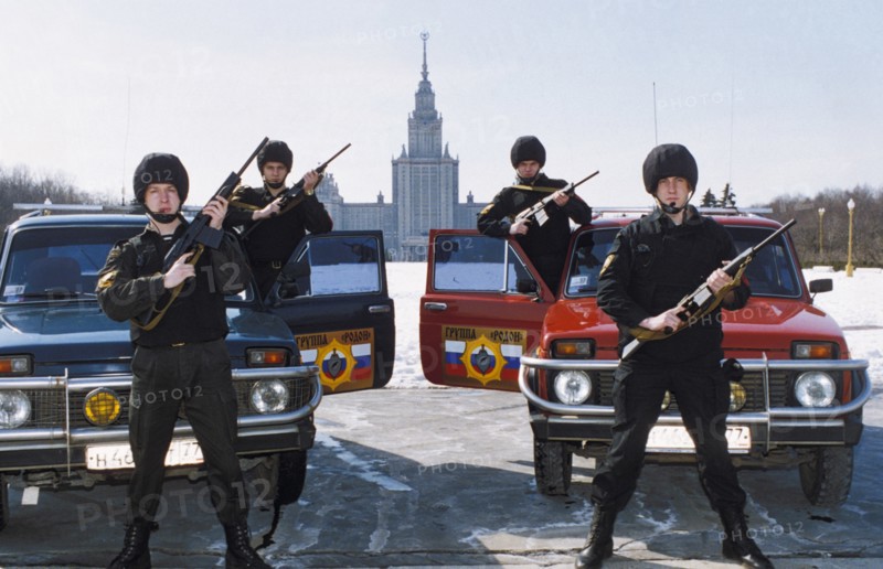 Employees of the rodon group, a private armed security guard company, moscow, russia, 2002.