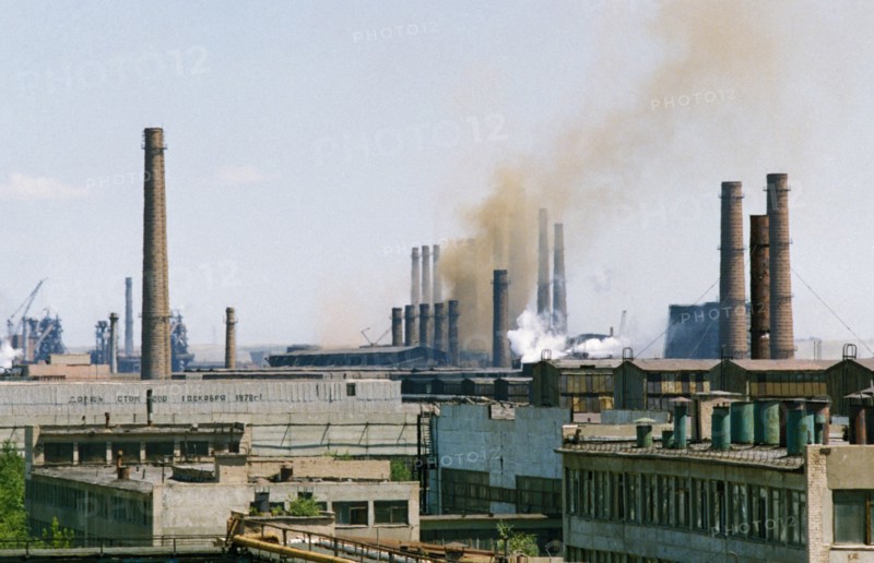 The novotroitskaya stal (steel) metallurgical plant (nosta) in the orenburg region of russia, august 1997.