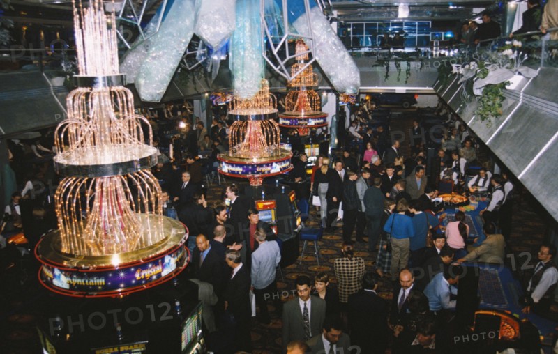 Inside the casino of the kristall (crystal) entertainment complex in moscow, russia, 2002.
