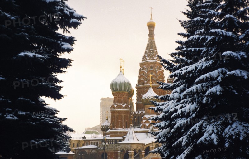 St, basil's cathedral in the evening, in winter, 1990s.