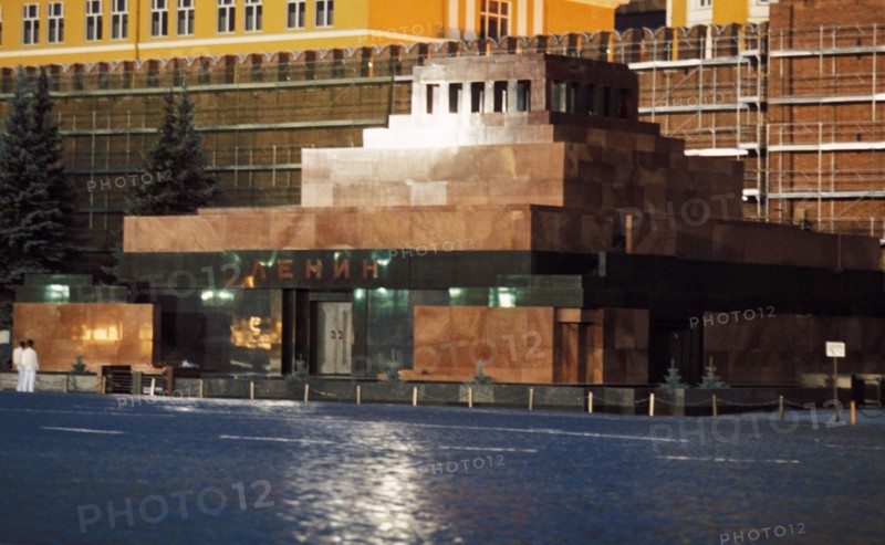 Lenin's tomb in red square, moscow in the late afternoon/evening, 1999.