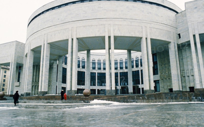 The new russian national library building on moscow ave, in st, petersburg, russia, january 2000.