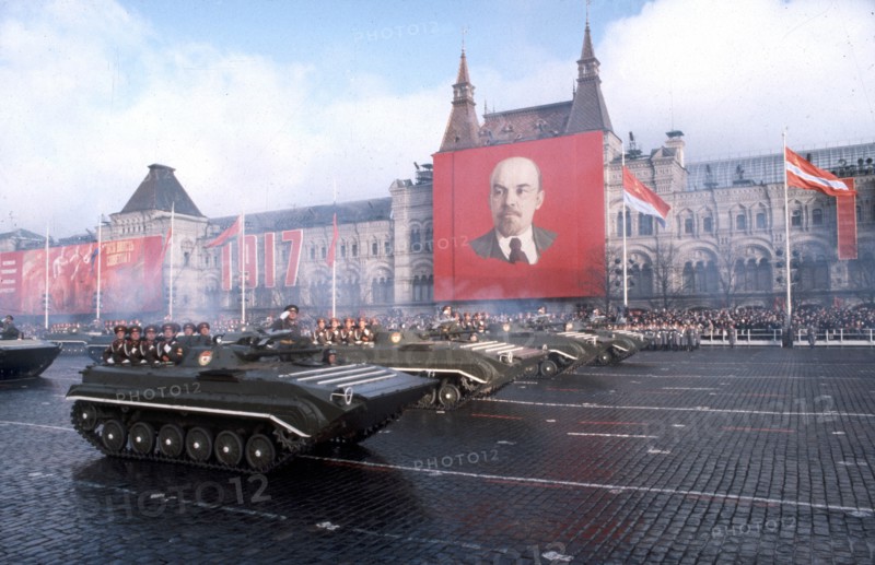 Red square, moscow, nov, 1980: parade celebrating the 63rd anniversary of the october revolution.