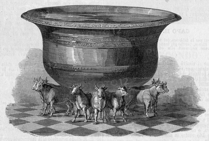 Religion The Holy Bible. Salomon's sea of Bronze supported by twelve bulls