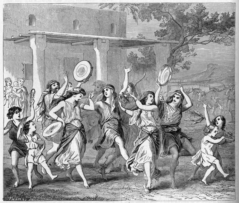Religion The Holy Bible. They bring drums and citharas dancing to the sounds of the instruments