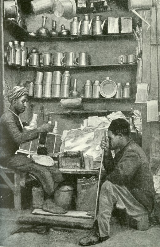 Historical Geography. 1900. Iraq. Amid the clinking cannikins of the tinsmith's shop