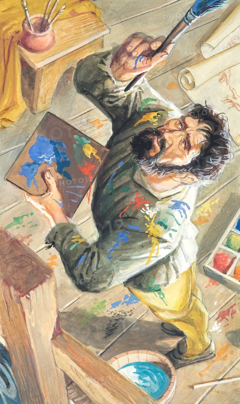 Creative illustration serial History of Rome Michelangelo the Sistine Chapel