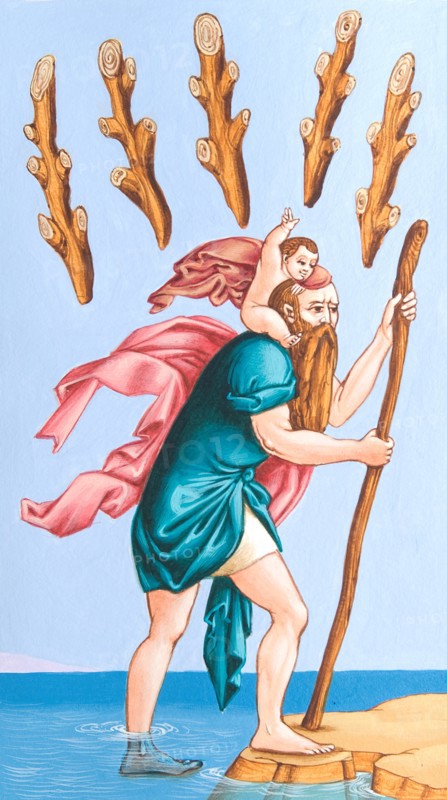 Creative illustration Middle Age in tarots. The Hermit.