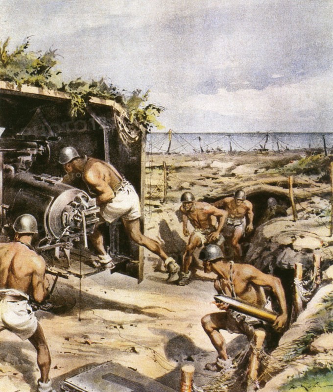 World War II - War in Italy 1943 Camouflaged Artillery