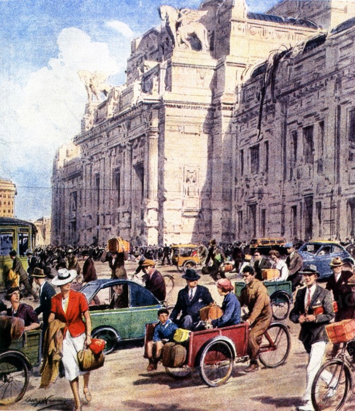 WWII in Italy 1943 Milan bicycle traffic