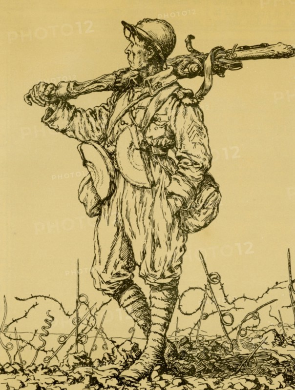 World War One French Army. Grenadier Machine gunner 1917