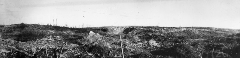 Panoramic view of the ruined village of Beaumont Hamel.