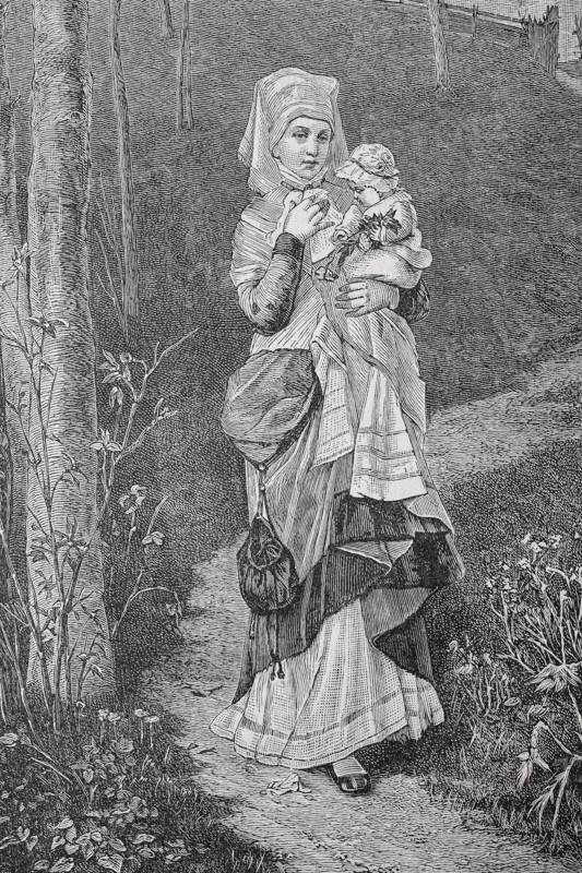 Lonely Woman With Baby On Her Arm