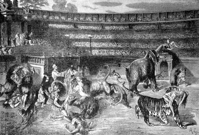 Christian Martyrs Are Given To Wild Animals. Christliche Märthyrer Werden Wilden Tieren Preisgegeben