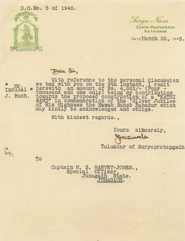 Letter head with royal seal or Coat of Arms 20/iii/1945