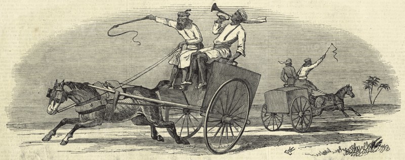 Male Cart in the Northwest of India Post office arrangements for the rapid transport of the Honorable Company's mail along the Grand Trunk Road 19th century