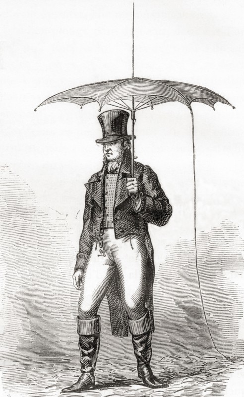 A gentleman with a lightning rod umbrella