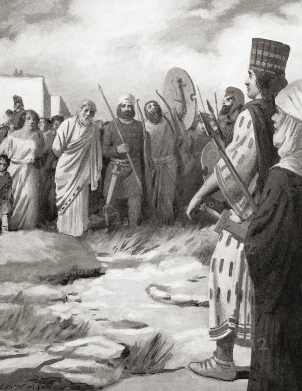 Croesus of Lydia led before Cyrus the Great on the capture of Sardis