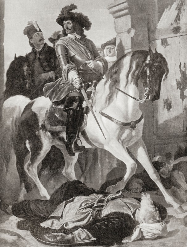 Charles V entering the city of Buda after defeating the Turks at the end of the Second Siege of Buda in 1686