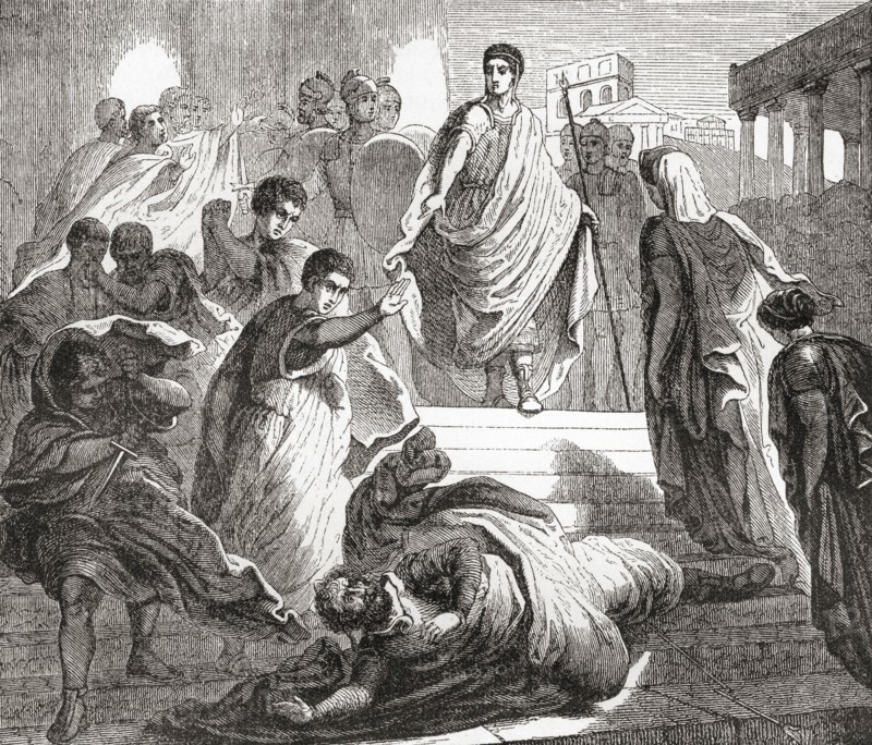 The murder of Servius Tullius by his son-in-law Lucius Tarquinius