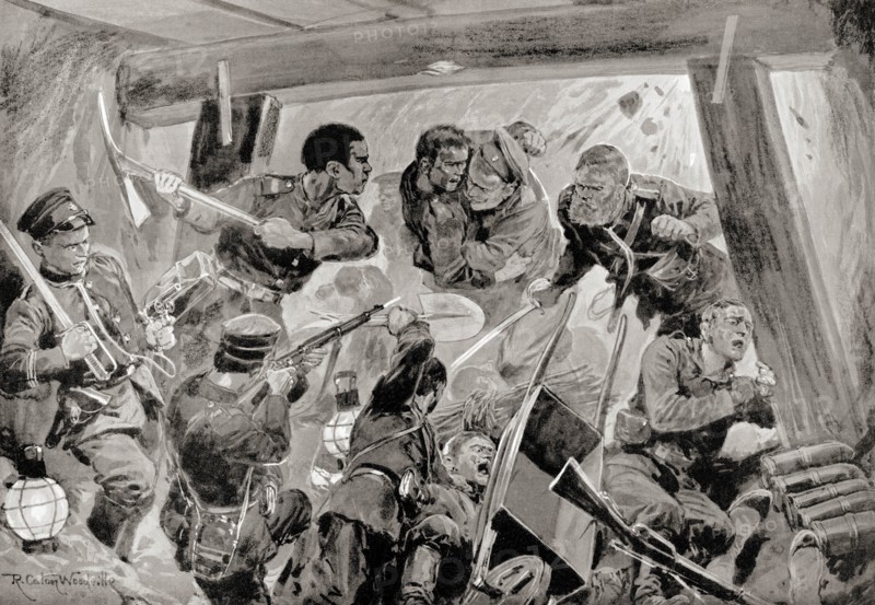 A hand-to-hand struggle in the earthworks during the siege of Port Arthur