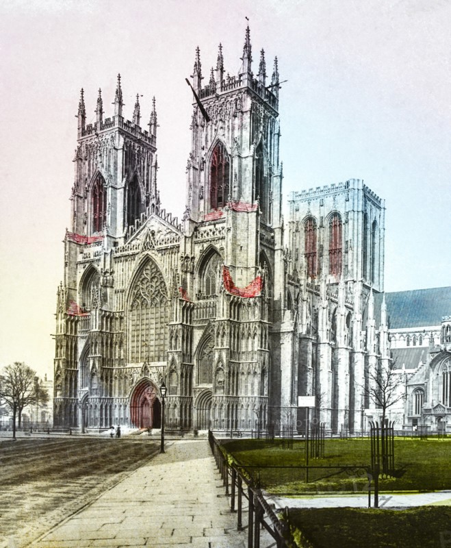 A hand coloured magic lantern slide circa 1900