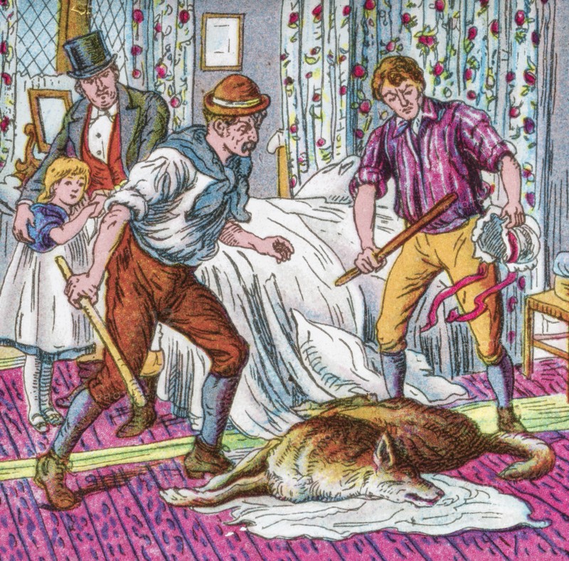 Coloured page of an illustration and storyline to a child's storybook