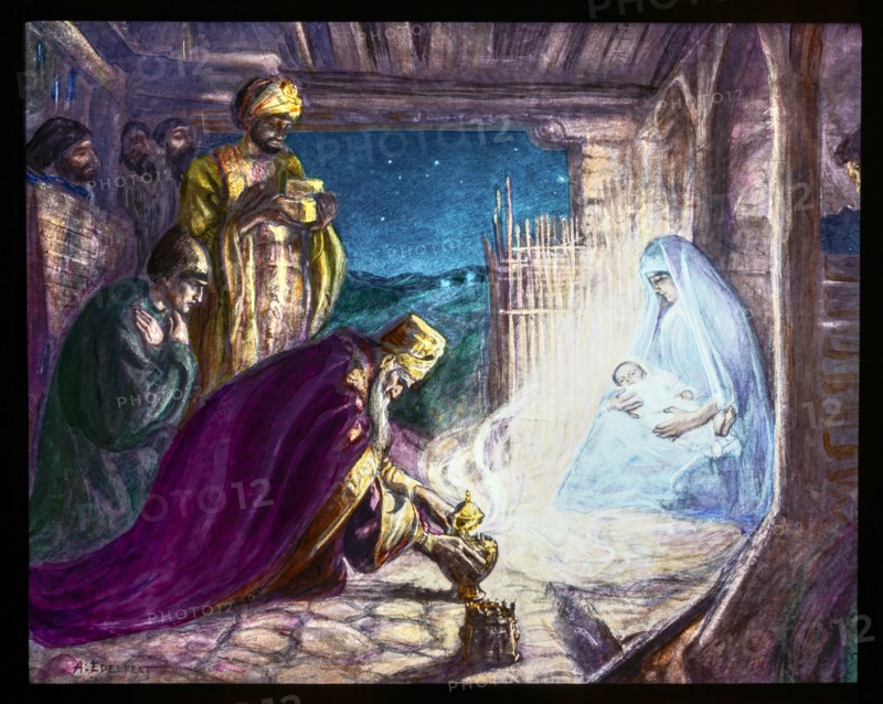 A hand coloured magic lantern slide circa 1900