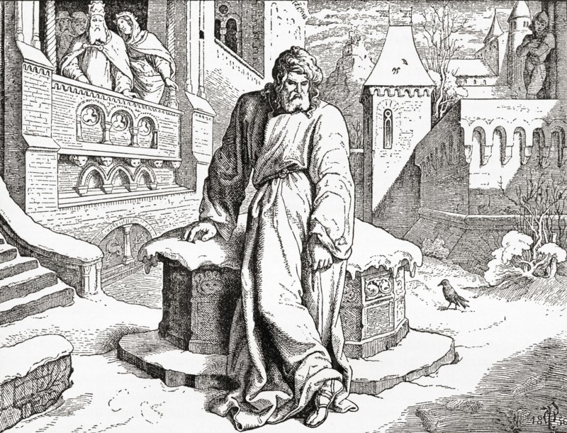 King Henry IV at Canossa in 1077 where he went  in order to obtain the revocation of the excommunication imposed on him by Pope Gregory VII