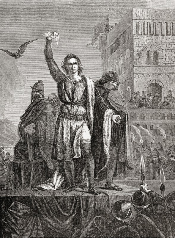 Conradin on the scaffold at Naples following the battle of Tagliacozzo in 1268
