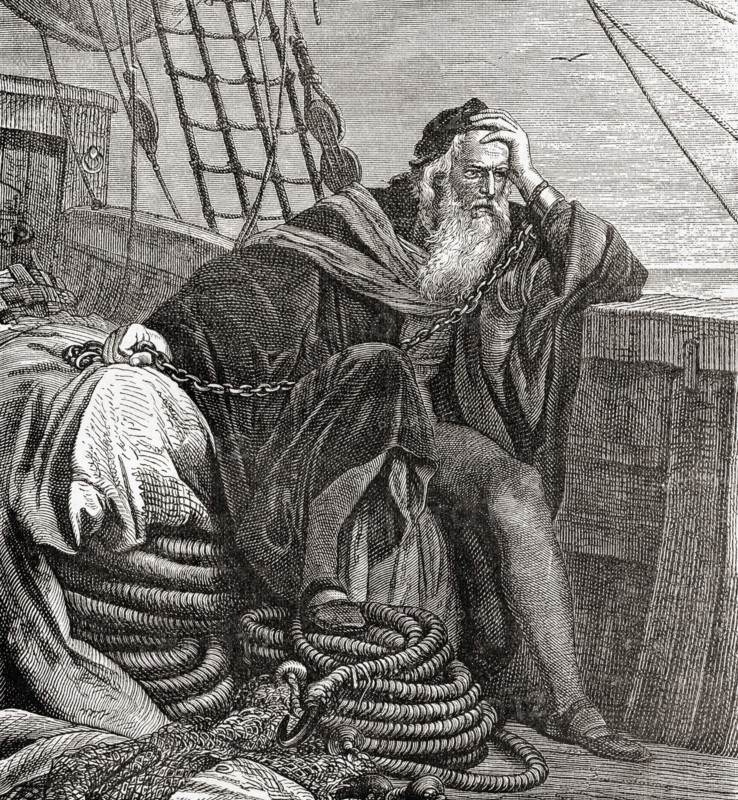 Christopher Columbus in chains on his way back to Spain after being arrested in Santo Domingo accused of tyranny and incompetence