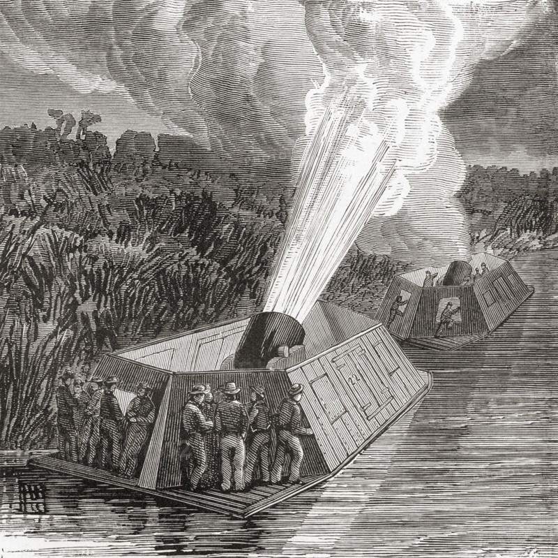 Bombardment by mortar boats on the Mississippi during the American Civil War