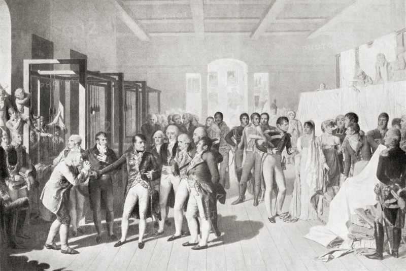 Napoleon visiting a silk factory in Jouy