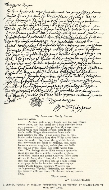Afer a letter forged by Ireland