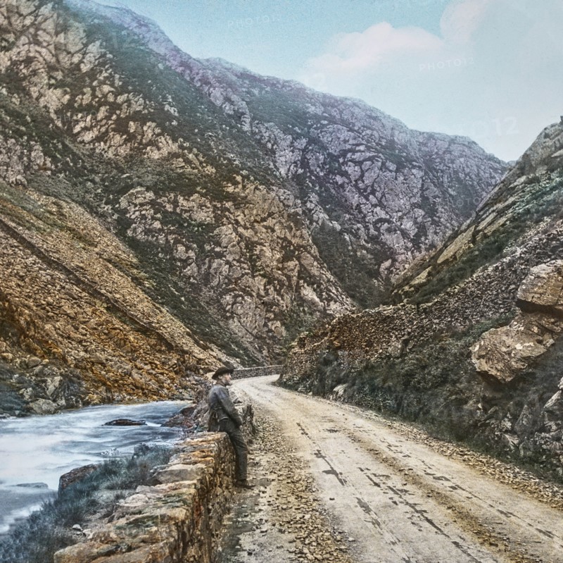 Magic Lantern slide circa 1900 hand coloured