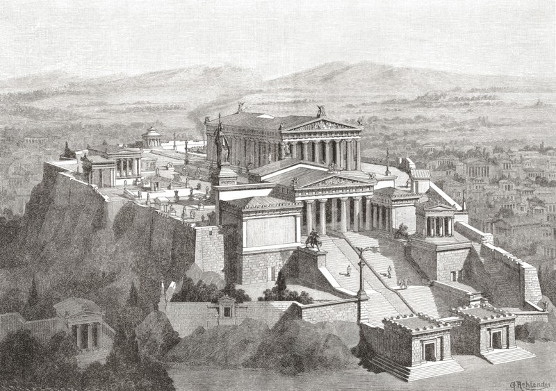 Artist's impression of the Acropolis of Athens in ancient Greece.