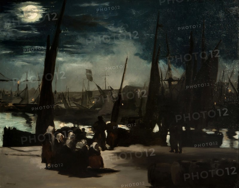 Moonlight over the port of Boulogne 1869