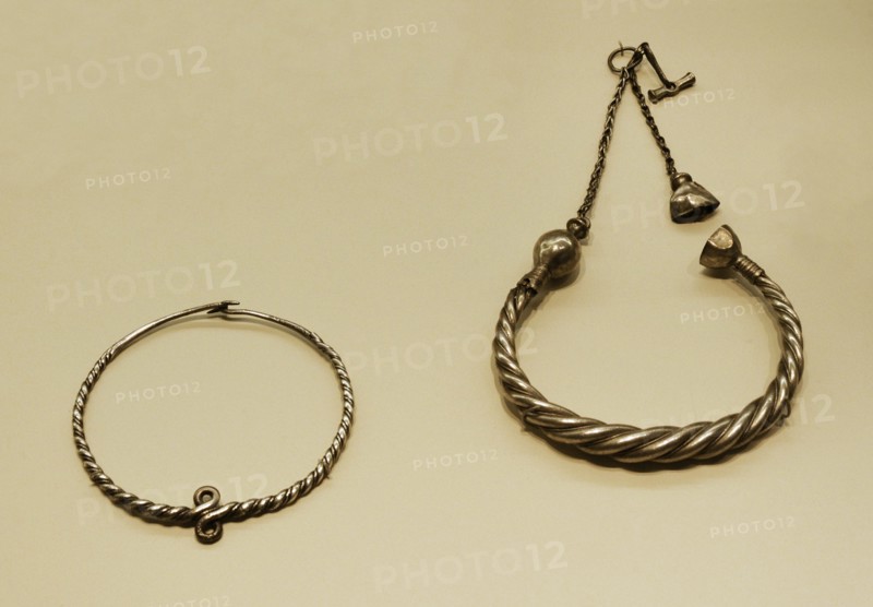 Left: Silver Iberian torques fused, 3rd-1st centuries BC