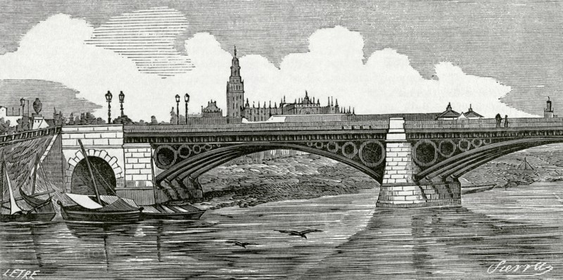 Spain, Andalusia, Seville, Bridge of Isabella II, known as Triana Bridge